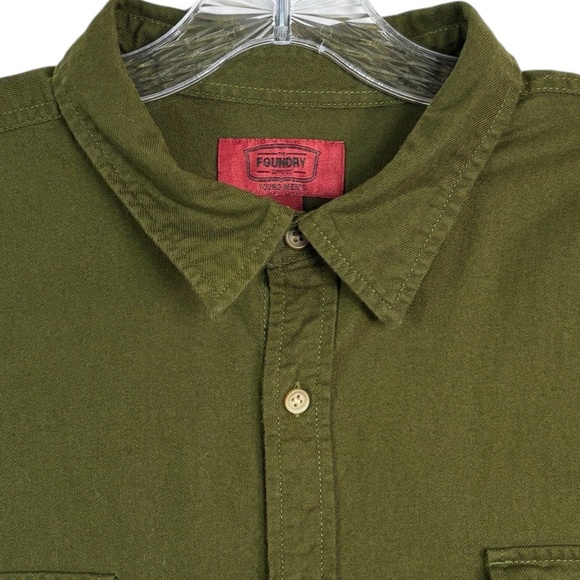 The Foundry Supply Co Mens Green Cotton Button Down Utility Shirt 2XL Workwear - Picture 6 of 8